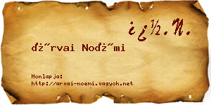 Árvai Noémi névjegykártya